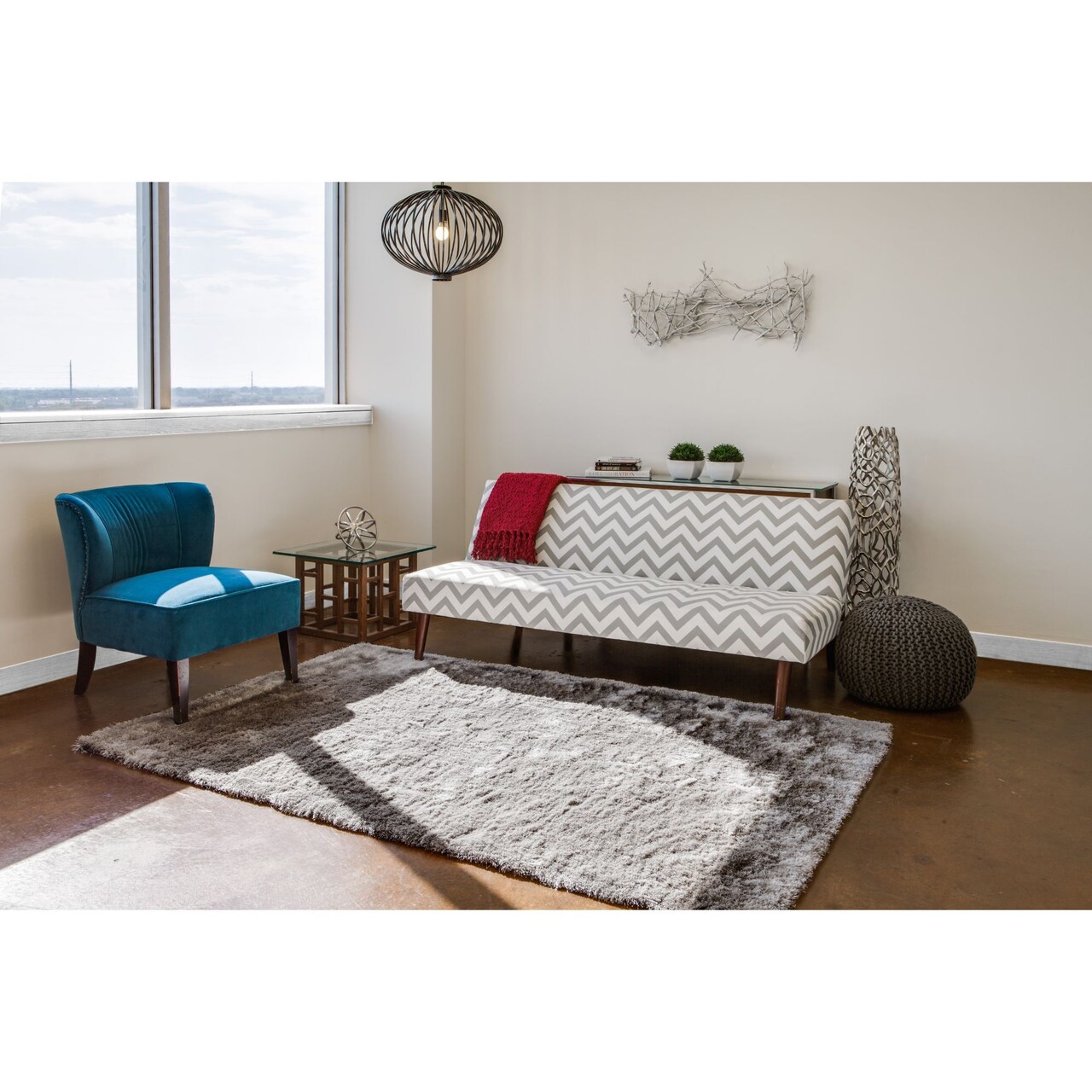 Feizy Home Collection 2.5' x 6' Gray Solid Rectangular Shag Rug Runner